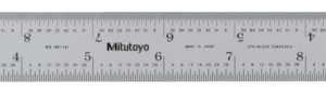 Regla, Extremo Cuadrado, Acero Inoxidable Cromado Satinado, Rígida, 12", Imperial MITUTOYO 182-121