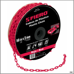 Cadena plástica 3 mm (1/8") x metro color Rojo Fiero