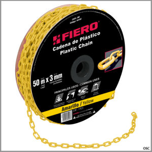 Cadena plástica 3 mm (1/8") x metro color Amarillo Fiero