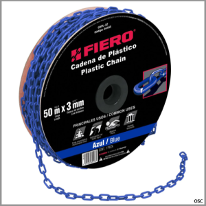 Cadena plástica 3 mm (1/8") x metro color Azul Fiero