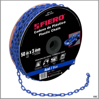 Cadena plástica 3 mm (1/8") x metro color Azul Fiero