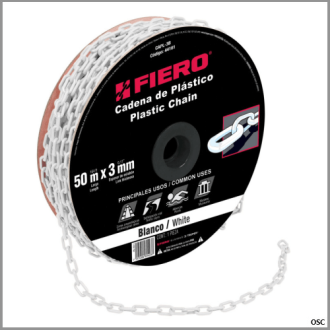 Cadena plástica 3 mm (1/8") x metro color Blanco Fiero