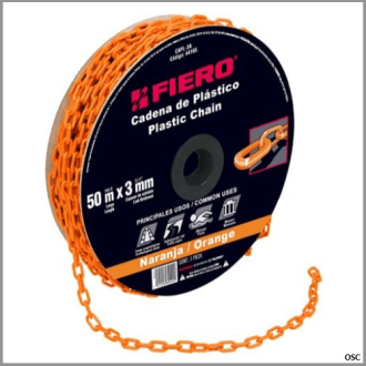 Cadena plástica 3 mm (1/8") x metro color Naranja Fiero