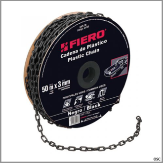 Cadena plástica 3 mm (1/8") x metro color Negro Fiero