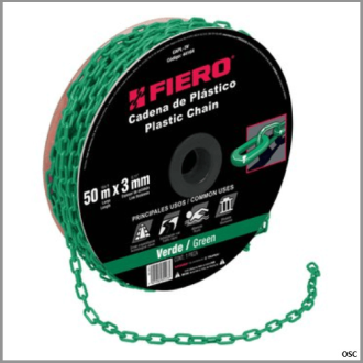 Cadena plástica 3 mm (1/8") x metro color Verde Fiero