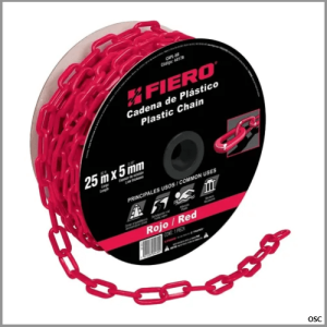 Cadena plástica 5 mm (3/16") x metro color rojo Fiero