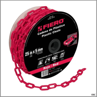 Cadena plástica 5 mm (3/16") x metro color rojo Fiero