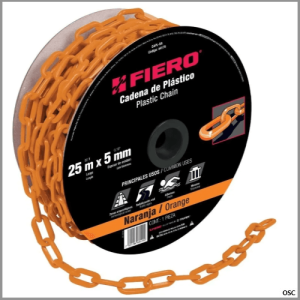 Cadena plástica 5 mm (3/16") x metro color Naranja Fiero