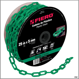 Cadena plástica 5 mm (3/16") x metro color Verde Fiero