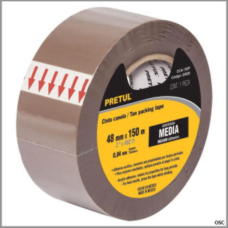 Cinta de embalaje café 0.040 mm x 40 mm Pretul