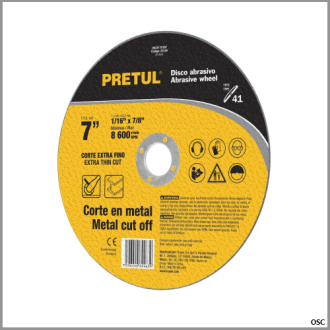 Disco para corte extrafino de metal, alto rendimiento 7" x 2 mm Pretul