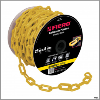Cadena plástica 8mm (5/16") x metro color amarillo  Fiero