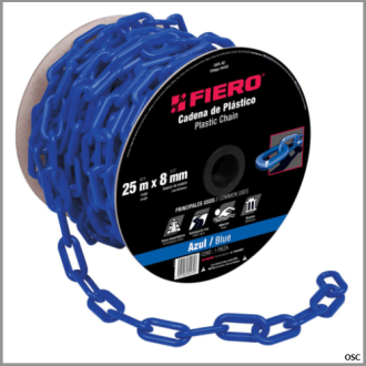 Cadena plástica 8mm (5/16") x metro color azul Fiero