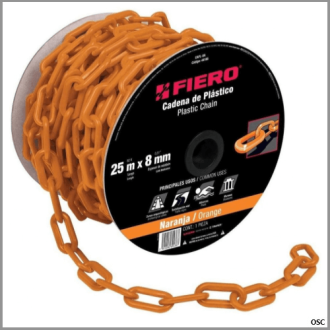 Cadena plástica 8mm (5/16") x metro color naranja Fiero