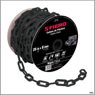 Cadena plástica 8 mm (5/16") x metro color negro Fiero