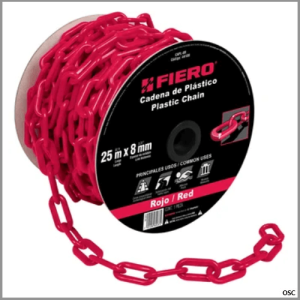 Cadena plástica 8mm (5/16") x metro color rojo Fiero
