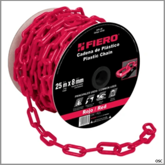 Cadena plástica 8mm (5/16") x metro color rojo Fiero