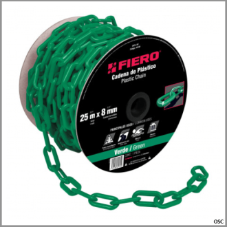 Cadena plástica 8mm (5/16") x metro color verde Fiero