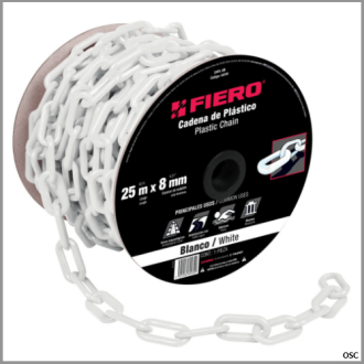 Cadena plástica 8mm (5/16") x metro color blanco Fiero