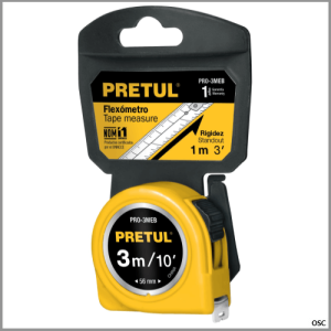 Flexómetro en tarjeta plastica 3m Pretul