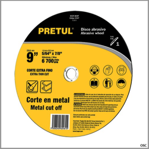 Discos para corte extrafino de metal, alto rendimiento 9" x 2mm Pretul
