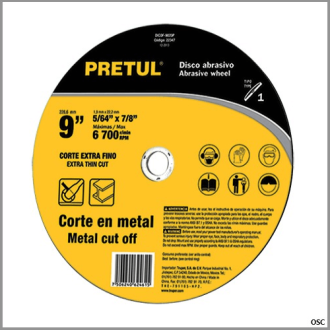 Discos para corte extrafino de metal, alto rendimiento 9" x 2mm Pretul