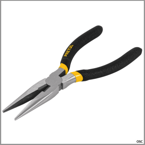 Alicate de punta larga, mango pvc 8" Pretul