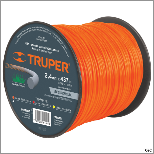Hilo para guadañadora 2.4mm, en carrete por 437m - 5Lb Truper