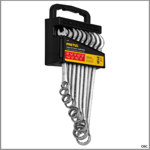 Juego de 9 llaves mixtas 3/8"-7/8" Pretul