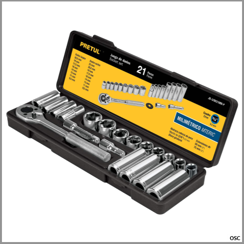 Juego de 21 piezas 3/8" metrico Pretul