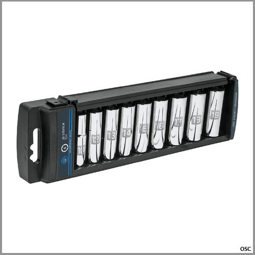 Juego de 9 copas estándar lárgas metricas 3/8" Truper