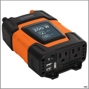 Inversor de corriente con puerto USB 200W, Incluye Caimanes y Adaptador para auto Truper